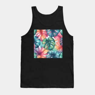 Colorful Monstera Tropical Leaves Tank Top